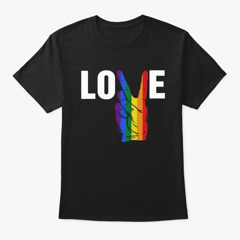 LOVE Peace Sign Rainbow Gay Pride 